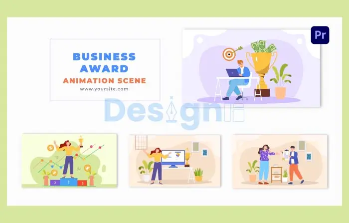 Receiving a Top Business Award Flat Vector Animation Scene